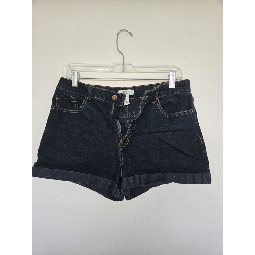 Forever 21 Women's Blue Denim Cuffed Jean Shorts, Size 31